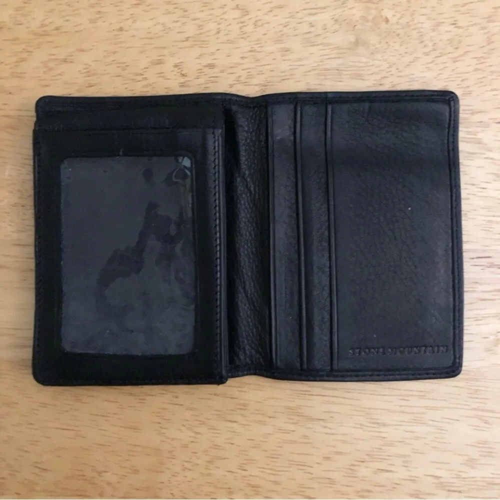 Stone Mountain wallet leather billfold L shape trifold card holder black crackle
